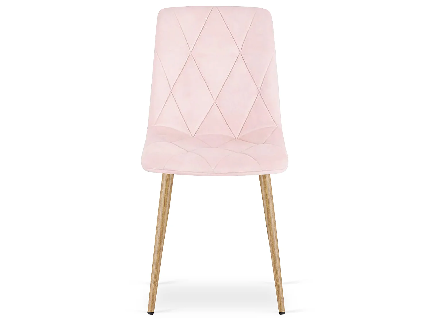 Chaise de salle à manger et cuisine LIBRA en velours rose clair, pieds effet bois 86,5x45x54 cm