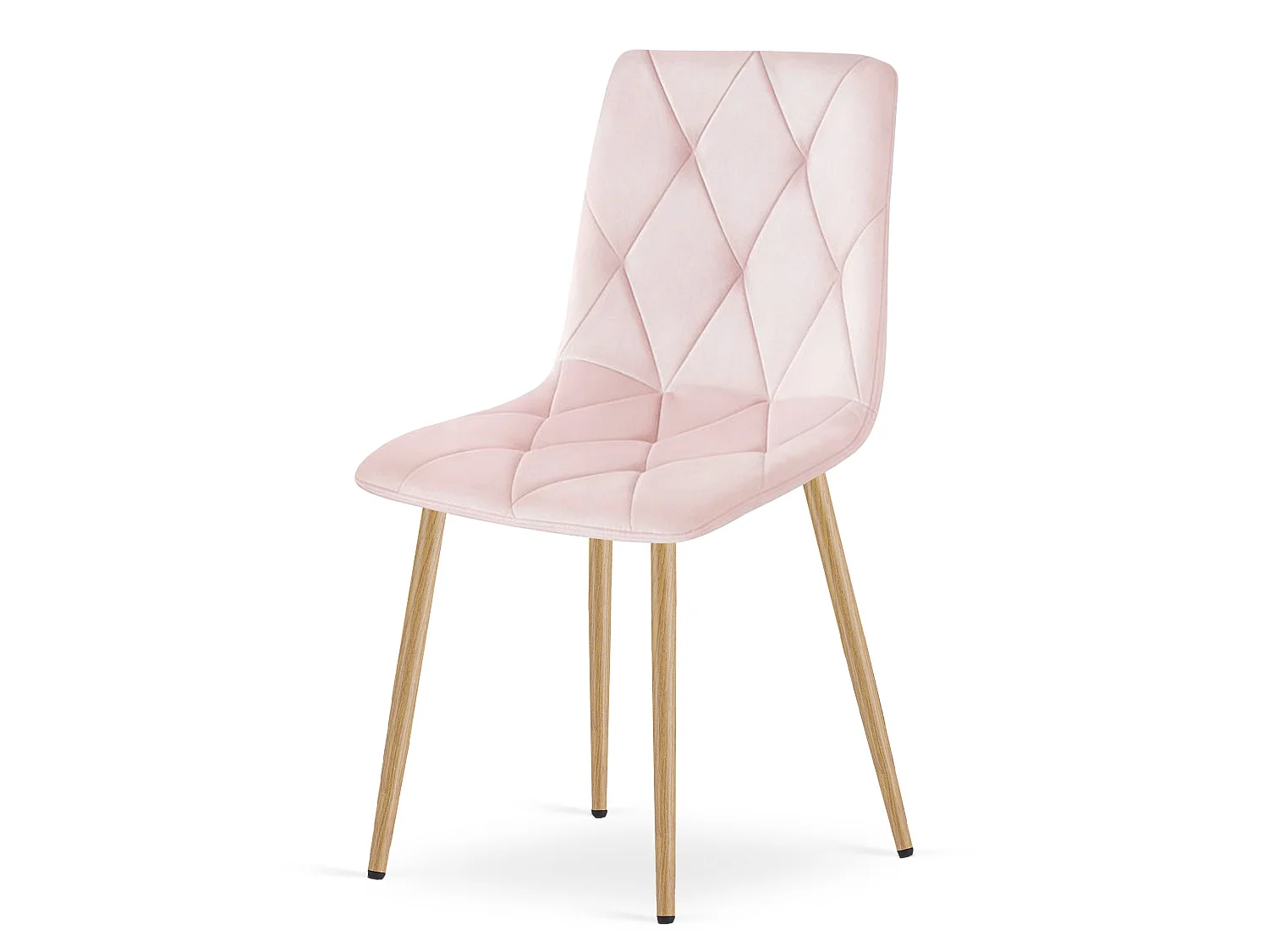 Chaise de salle à manger et cuisine LIBRA en velours rose clair, pieds effet bois 86,5x45x54 cm
