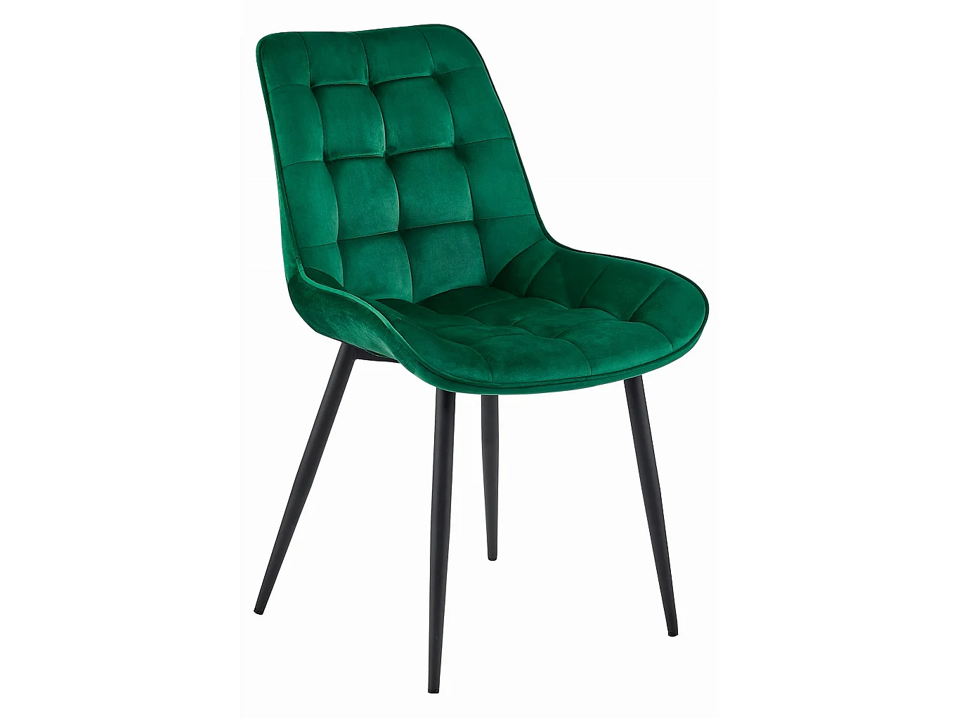 Chaise de salle à manger et cuisine design velours vert foncé pieds noirs 3x 86,5 cm