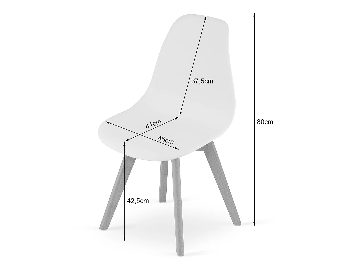 Eetkamerstoel KITO ergonomisch polypropyleen zwart 80x46x54,5 cm