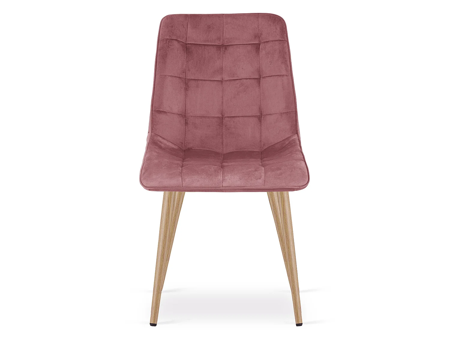 Chaise de salle à manger et cuisine en velours rose foncé pieds chêne 49x60x88 cm