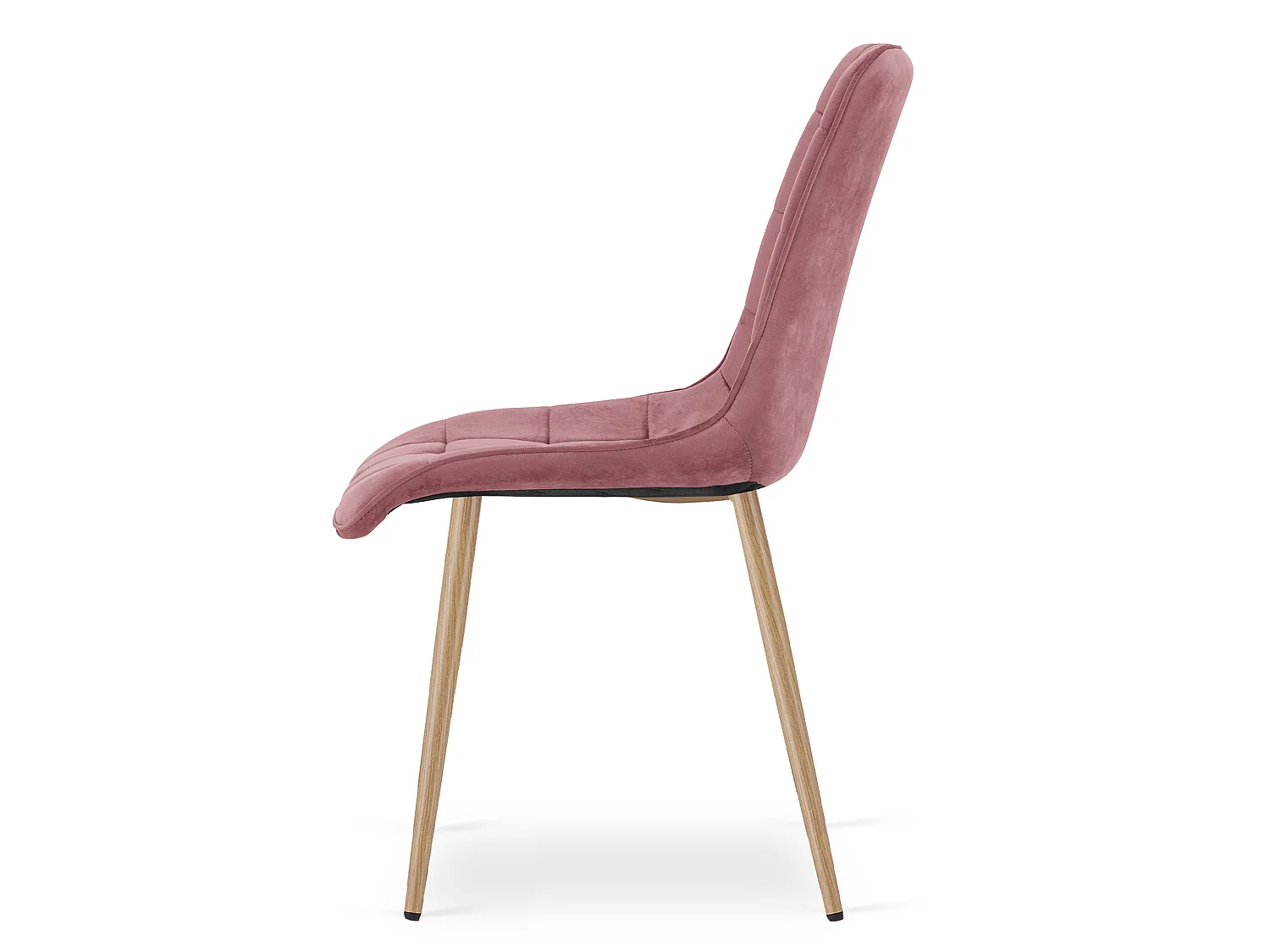 Chaise de salle à manger et cuisine en velours rose foncé pieds chêne 49x60x88 cm