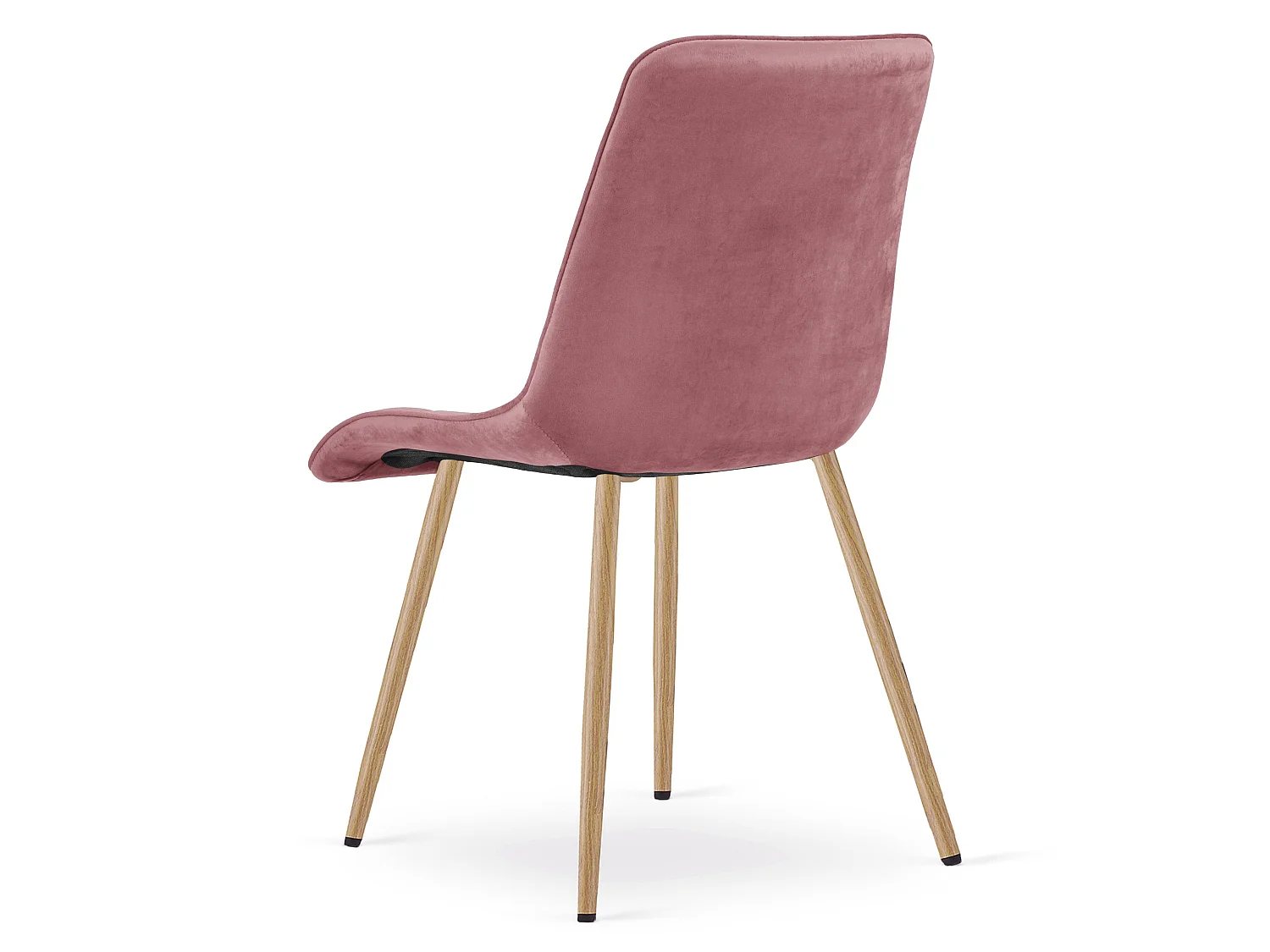 Chaise de salle à manger et cuisine en velours rose foncé pieds chêne 49x60x88 cm