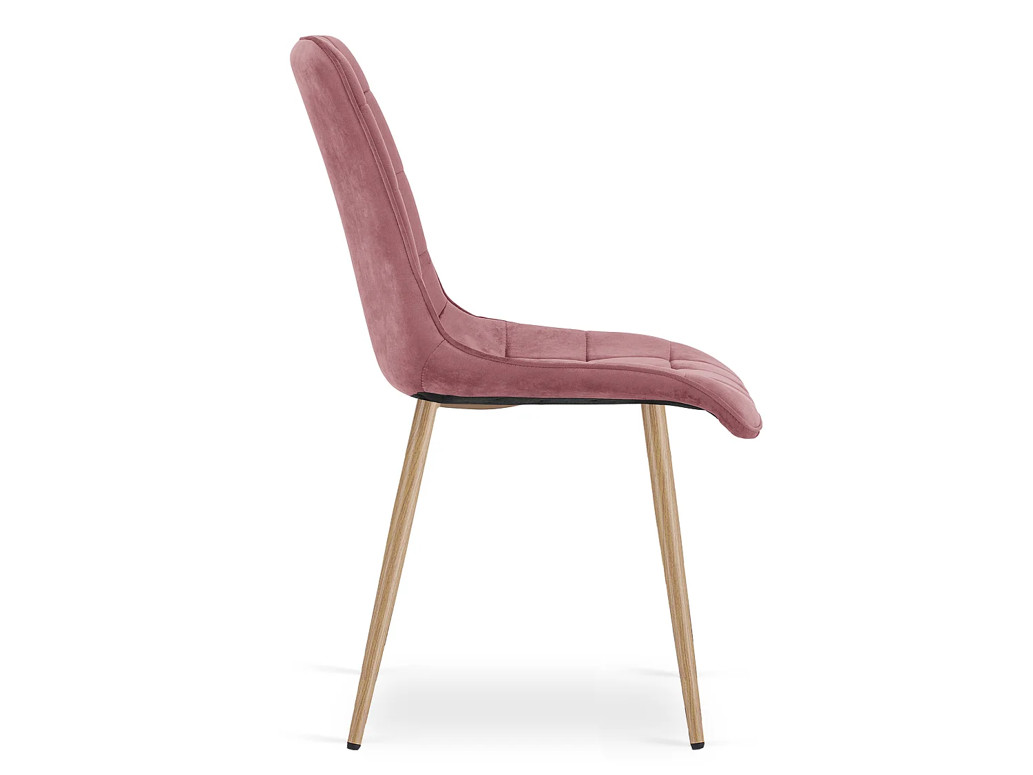 Chaise de salle à manger et cuisine en velours rose foncé pieds chêne 49x60x88 cm