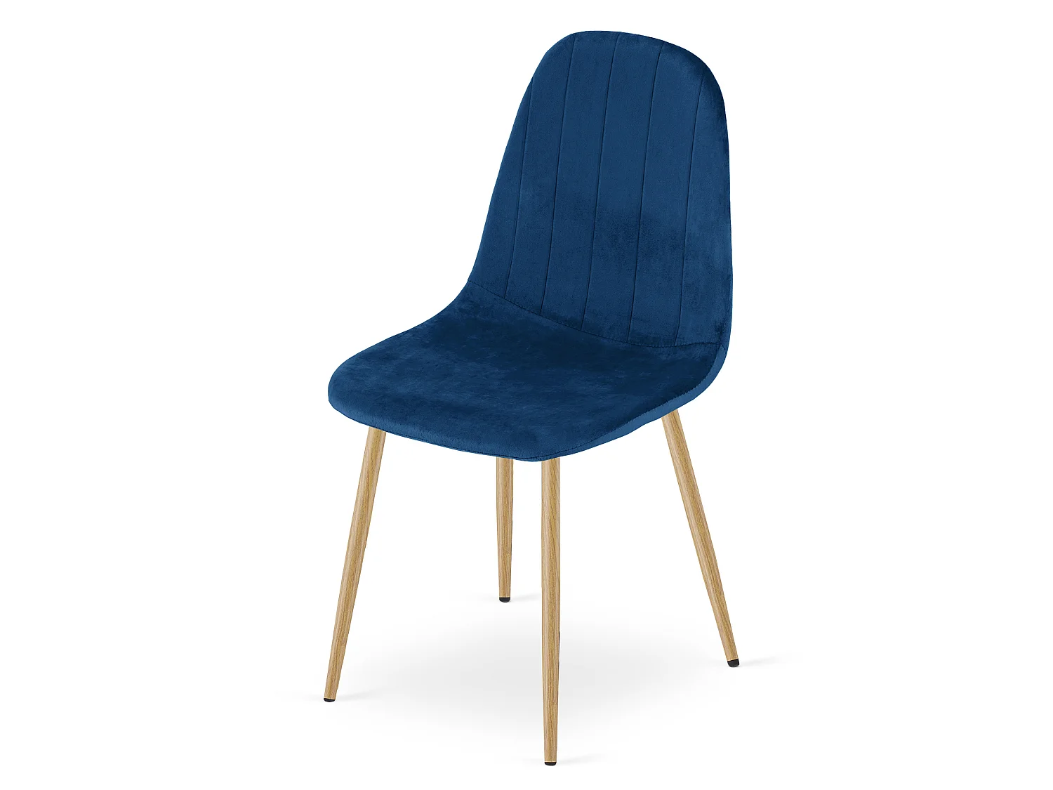 Chaise de salle à manger et cuisine élégante en velours bleu marine, pieds chêne 87x44,5x53 cm