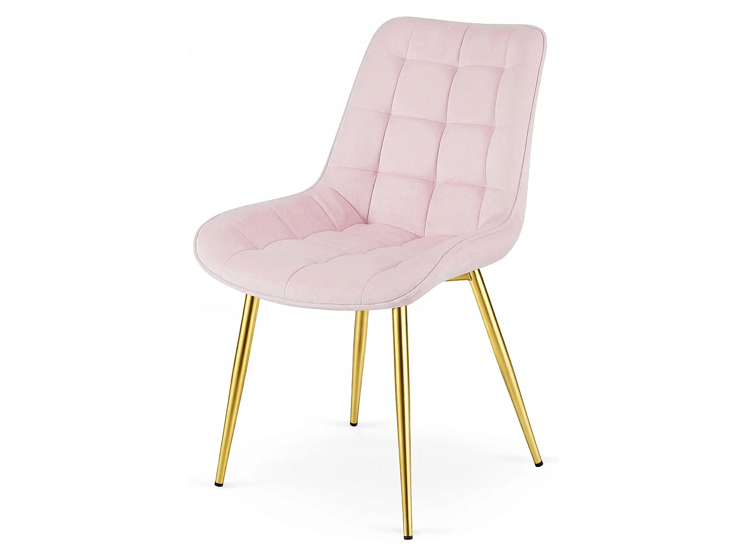 Chaise de salle à manger et cuisine BERA en velours rose clair, pieds dorés 54x60x88 cm