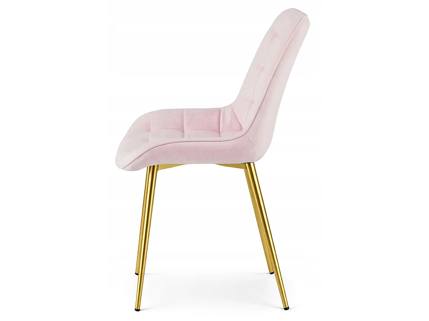 Chaise de salle à manger et cuisine BERA en velours rose clair, pieds dorés 54x60x88 cm