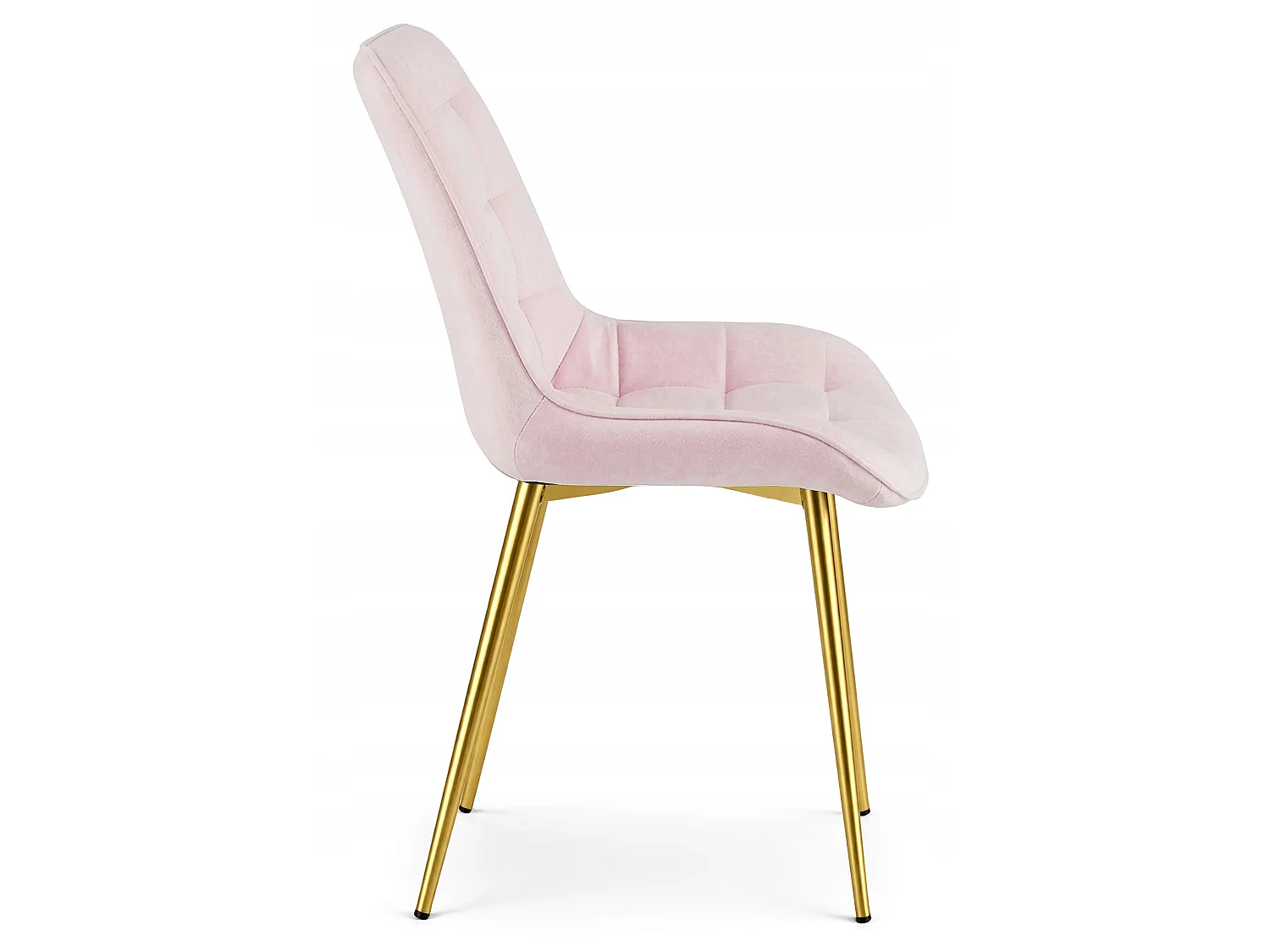 Chaise de salle à manger et cuisine BERA en velours rose clair, pieds dorés 54x60x88 cm