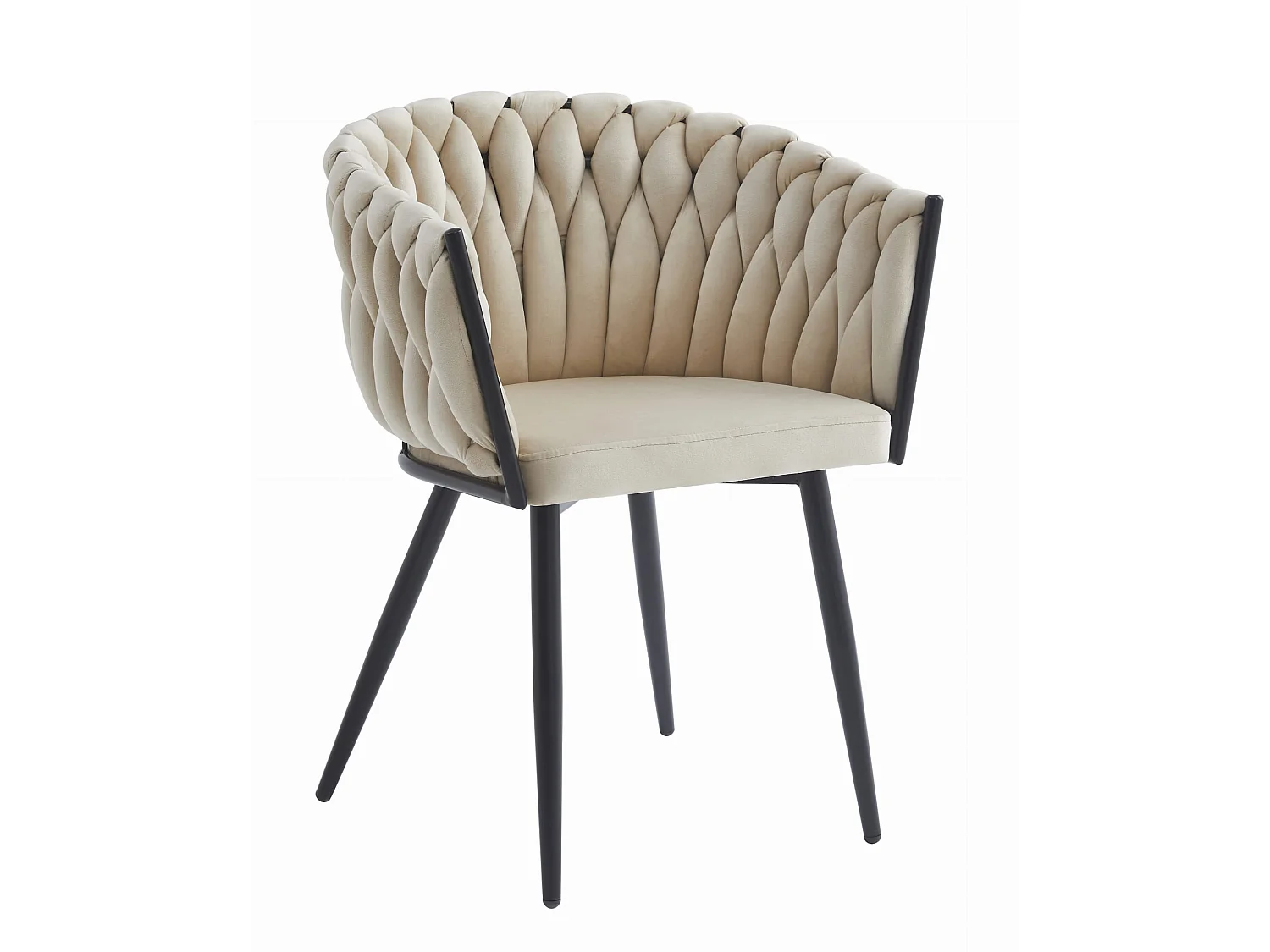 ORION Esszimmerstuhl Samt beige schwarze Beine 2x 79x61x55 cm