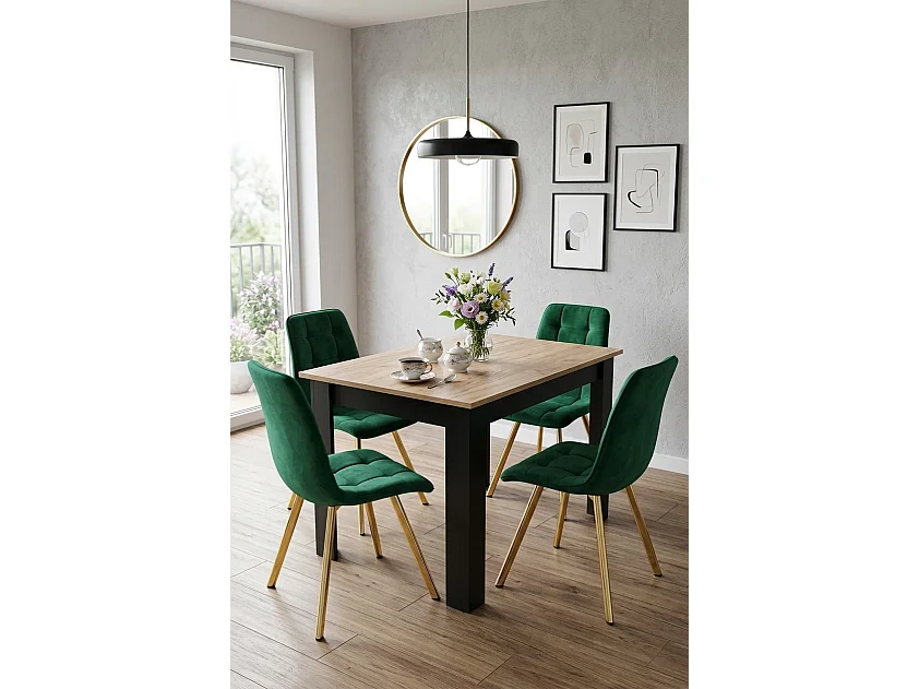 Eetkamerstoel CIEZA fluweel groen gouden poten 87x49x60 cm