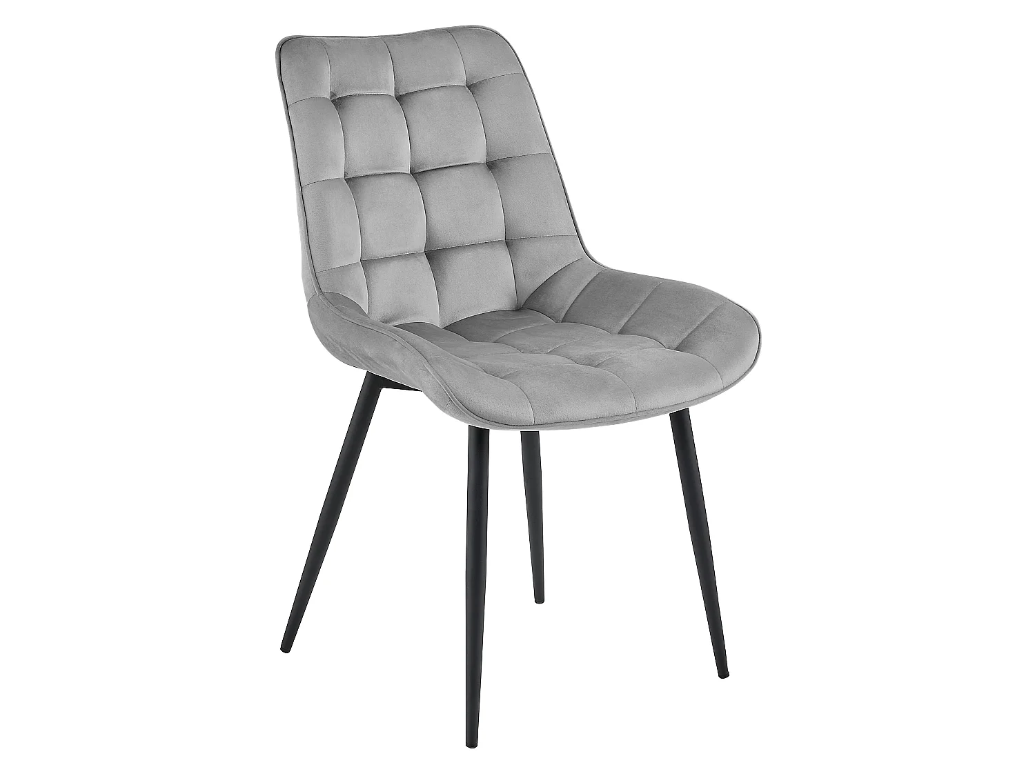 Chaise de salle à manger et cuisine BERA en velours argenté-gris, pieds noirs 3x 88 cm