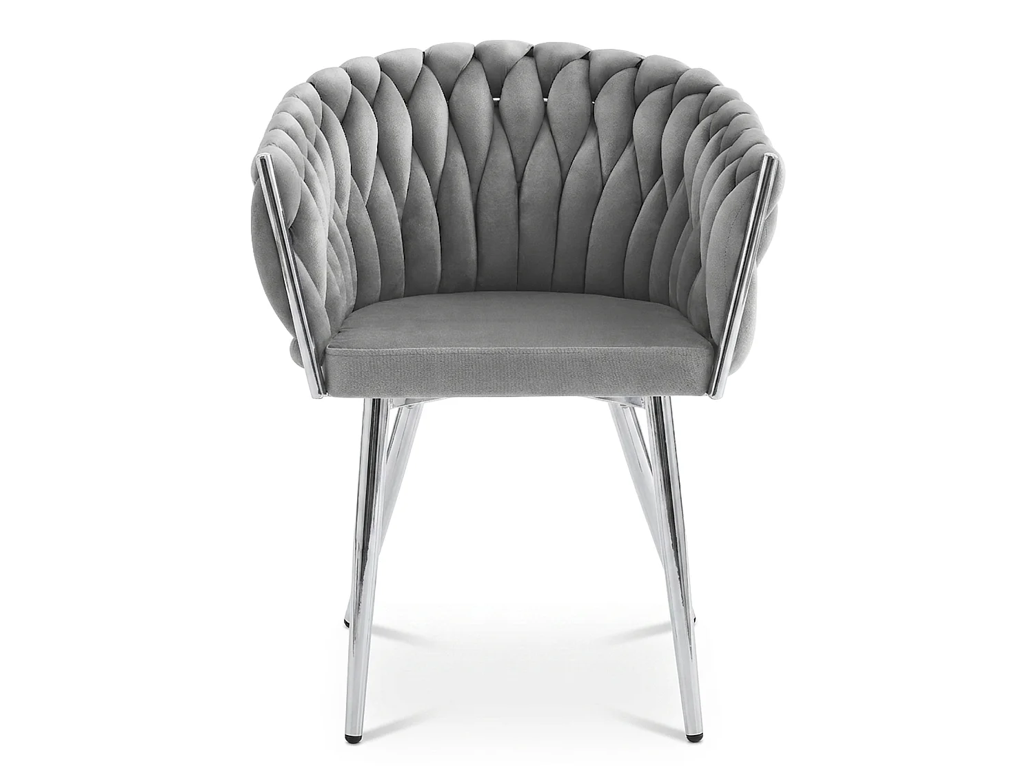Chaise de salle à manger et cuisine ORION en velours gris clair, pieds chromés, lot de 2