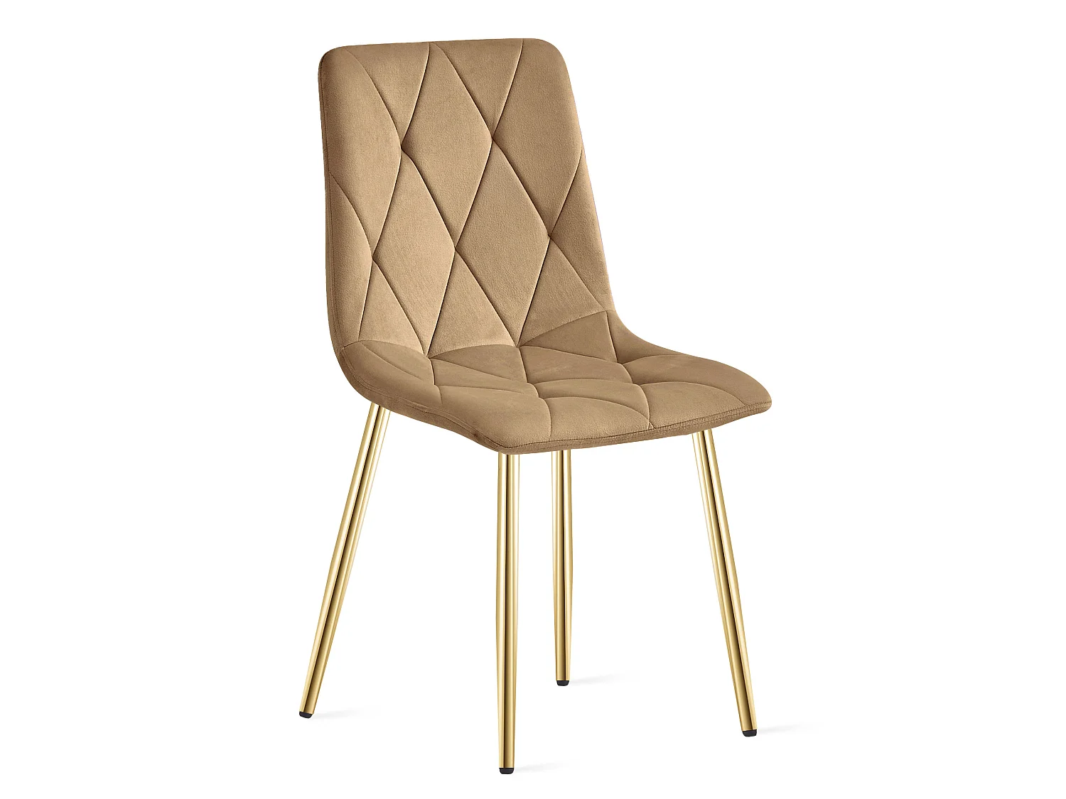 Chaise de salle à manger et cuisine LIBRA velours brun pieds dorés x4