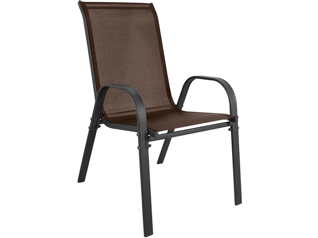 Chaise de salle à manger et cuisine empilable SOFIA textilène marron 4 pièces