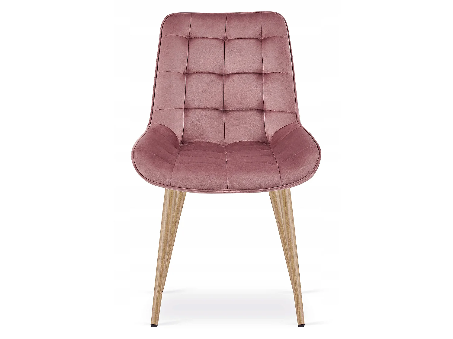 Chaise de salle à manger et cuisine BERA en velours rose foncé, pieds chêne, 54x60x88 cm