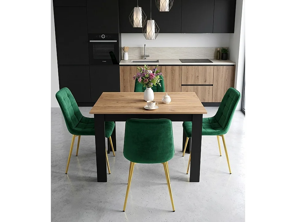 Chaise de salle à manger et cuisine SPLIT en velours vert, pieds dorés