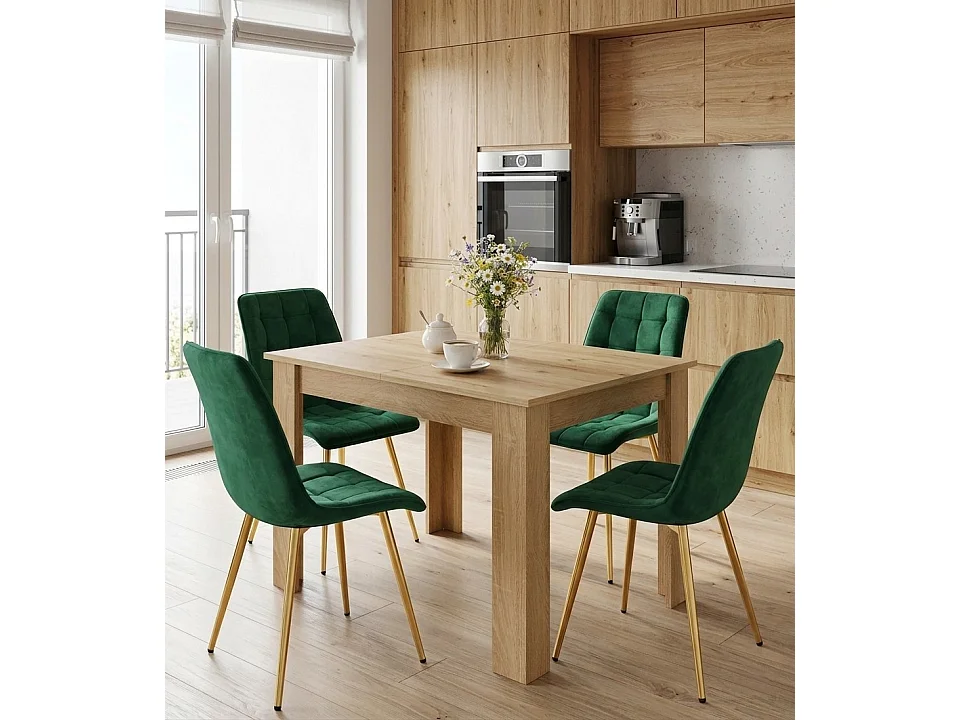 Chaise de salle à manger et cuisine SPLIT en velours vert, pieds dorés