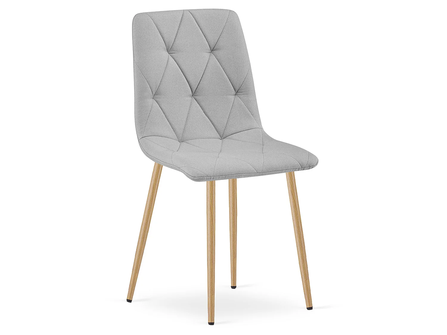 LIBRA eetkamerstoel gestoffeerd lichtgrijs stof houtkleurige poten 4x 87x44,5x54,5 cm