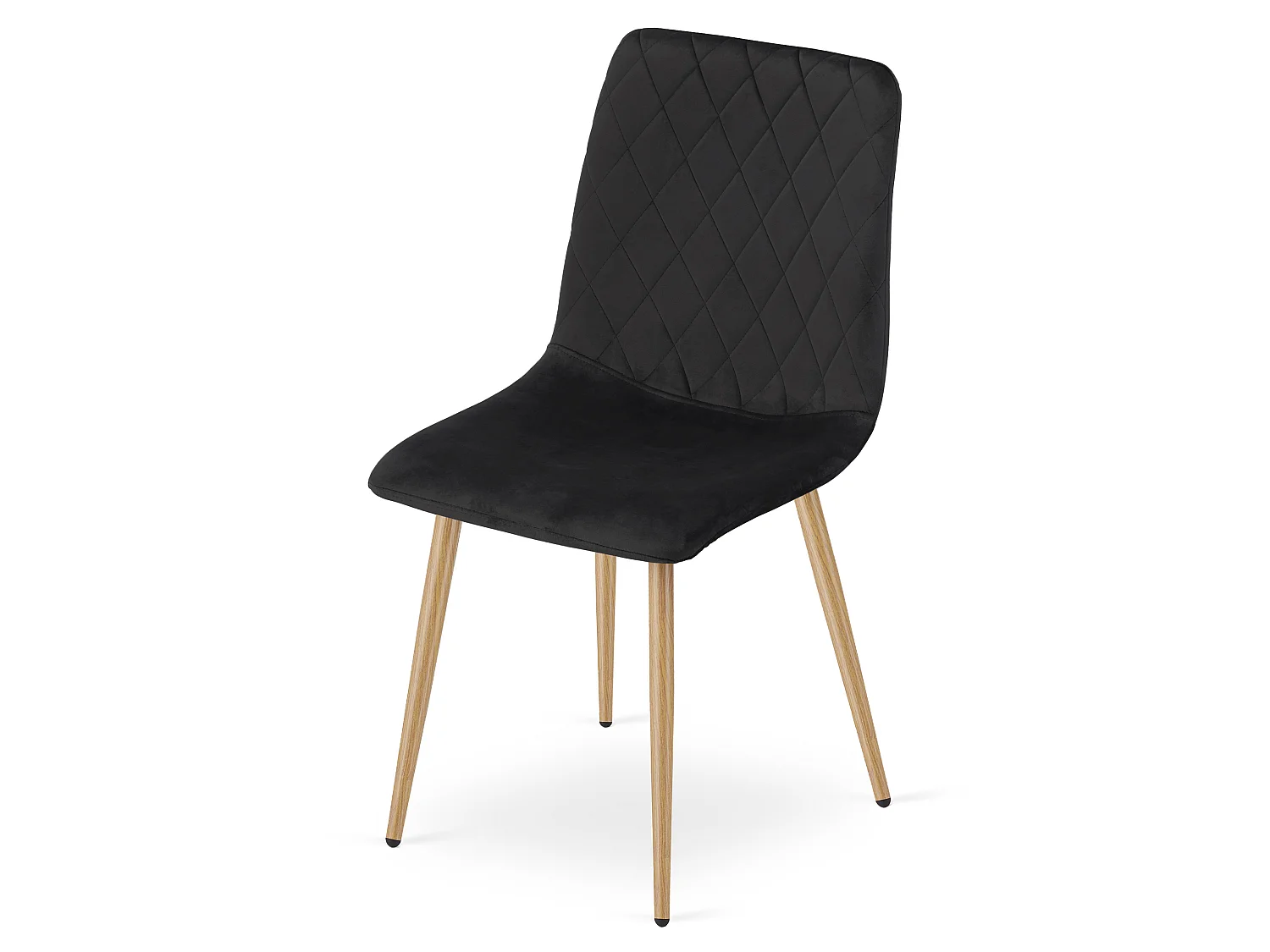 Eetkamerstoel TURIN fluweel zwart houten look poten 44,5x53x87,5 cm
