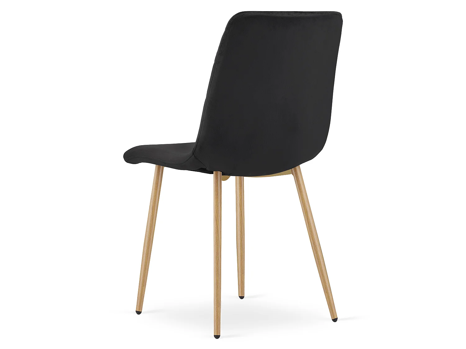 Eetkamerstoel TURIN fluweel zwart houten look poten 44,5x53x87,5 cm