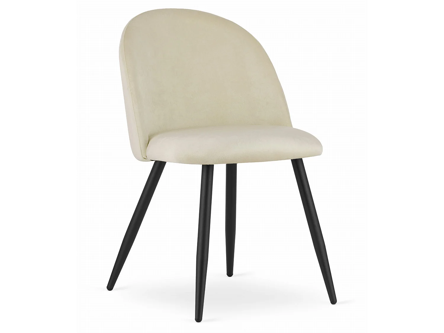 Chaise de salle à manger BELLO en velours beige pieds noirs 4x 76,5 cm
