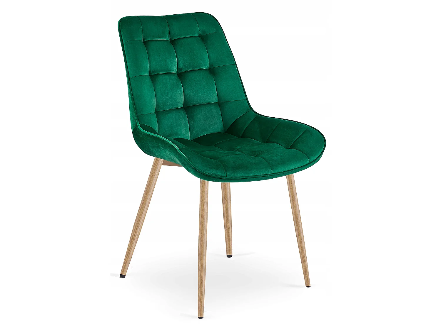 Eetkamerstoel BERA fluweel groen eiken poten 54x60x88 cm