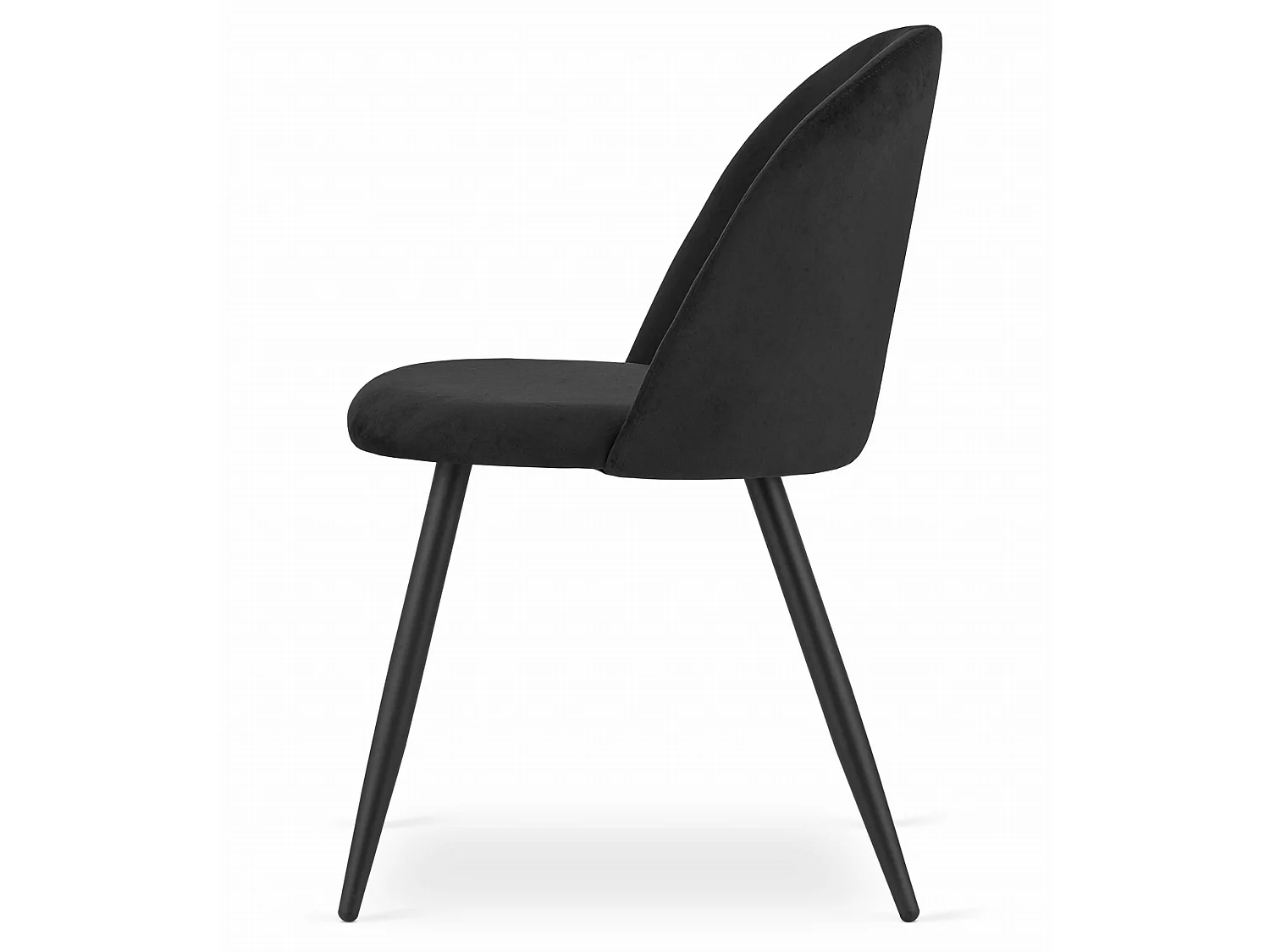 Chaise de salle à manger et cuisine BELLO en velours noir, pieds noirs, lot de 4