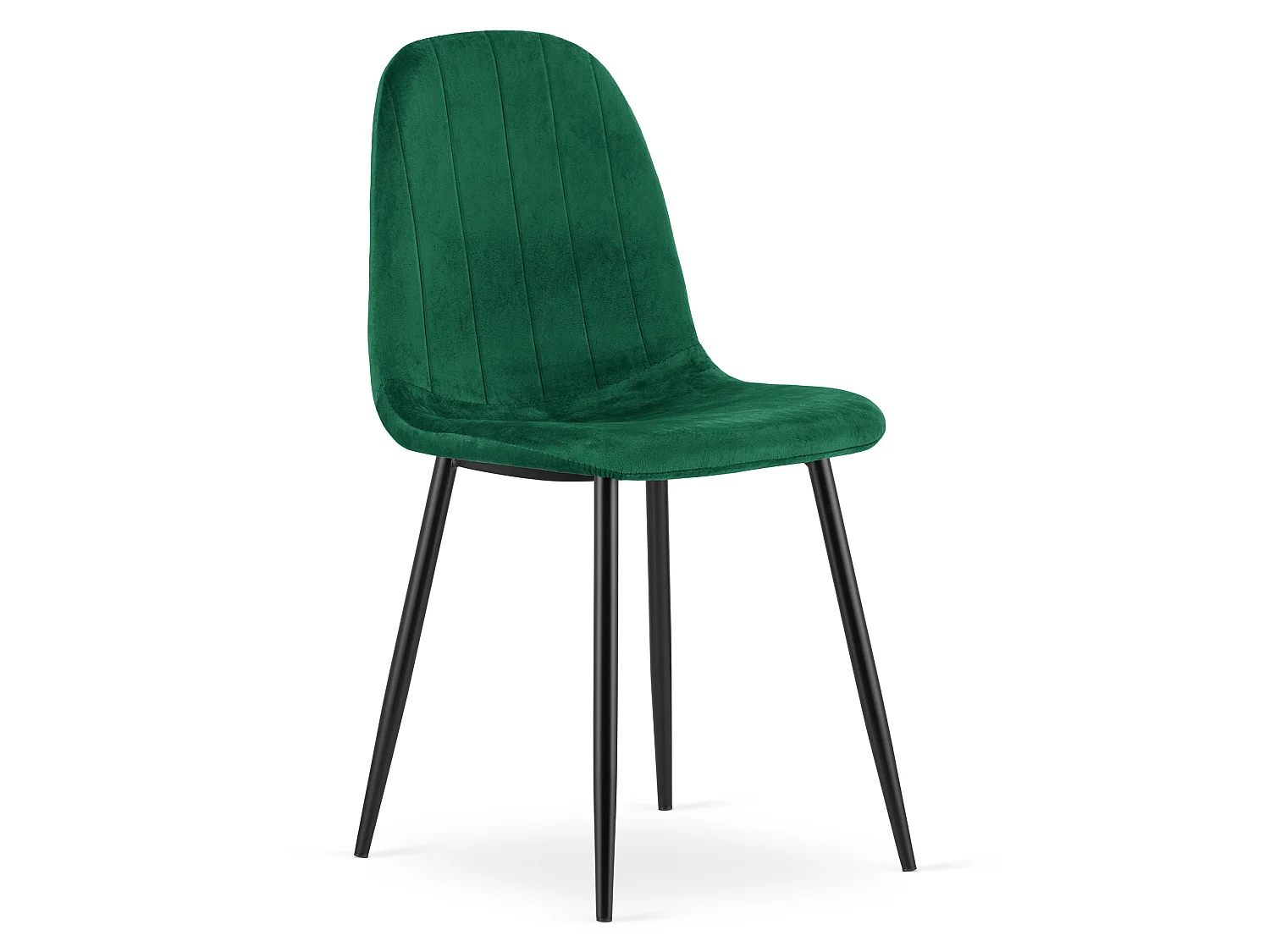 Chaise de salle à manger et cuisine en velours vert pieds noirs 3x 87 cm