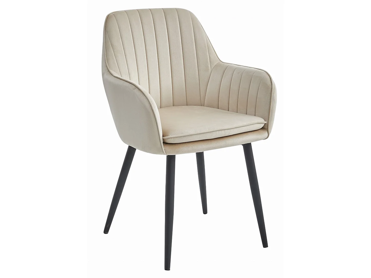 Chaise de salle à manger et cuisine LUGO en velours beige, pieds noirs, lot de 2