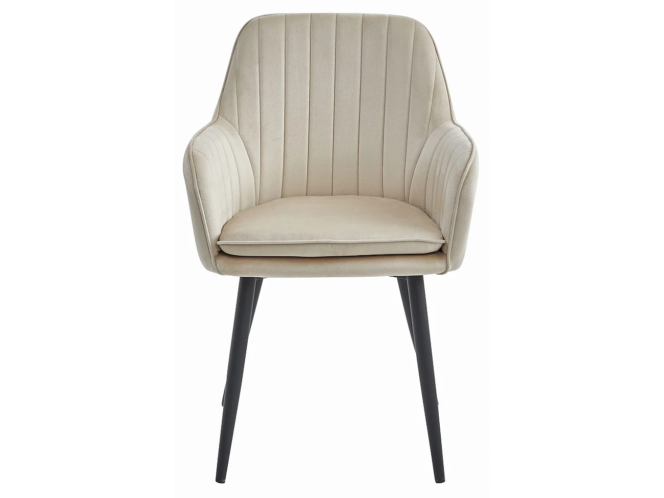 Chaise de salle à manger et cuisine LUGO en velours beige, pieds noirs, lot de 2