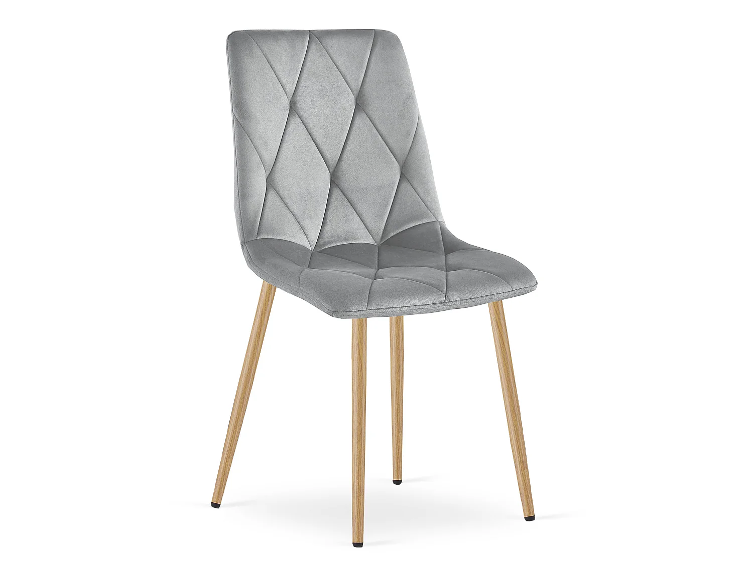 Eetkamerstoel LIBRA fluweel lichtgrijs houtlook poten 4x 45x54x86,5 cm