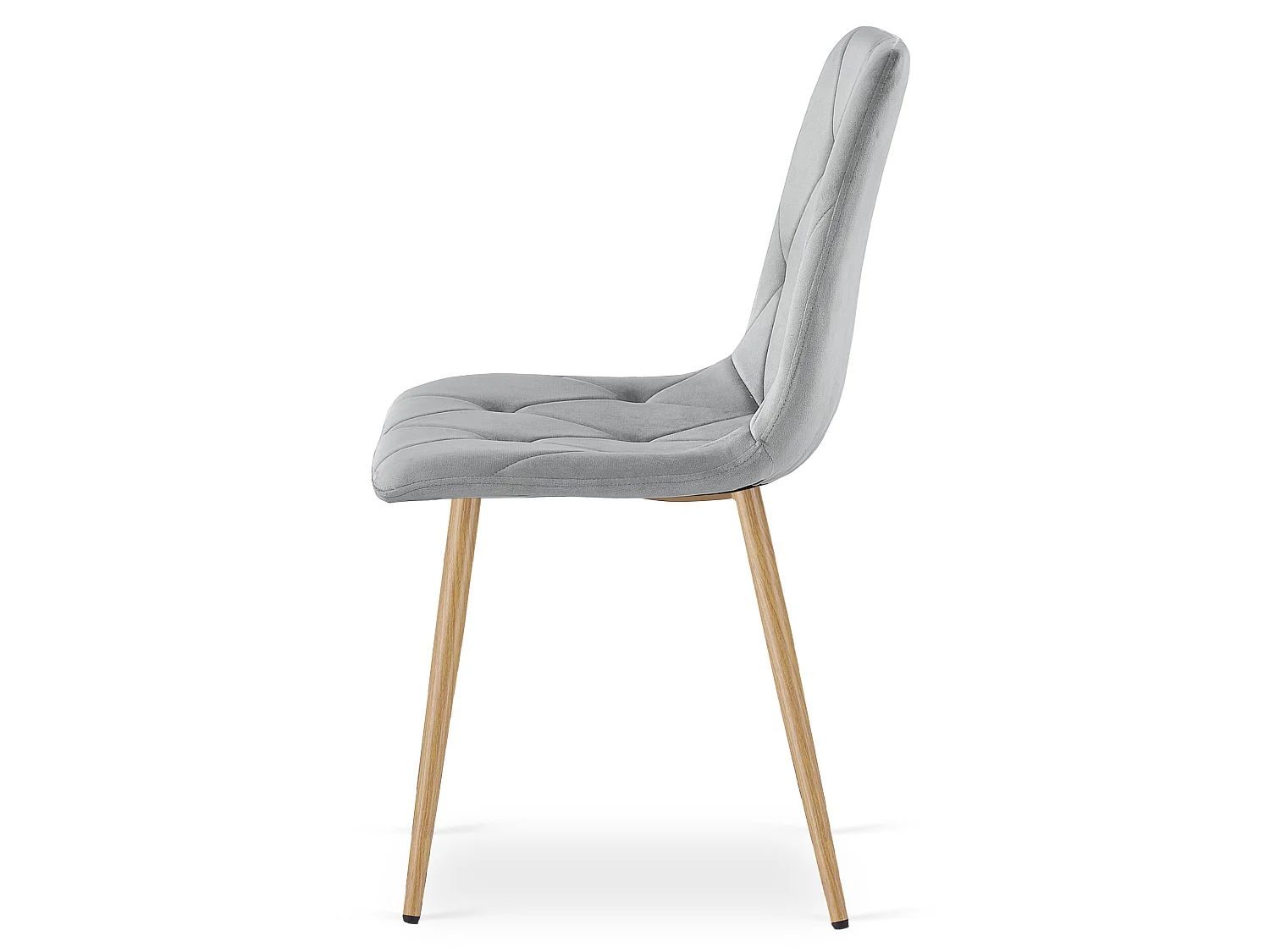 Eetkamerstoel LIBRA fluweel lichtgrijs houtlook poten 4x 45x54x86,5 cm