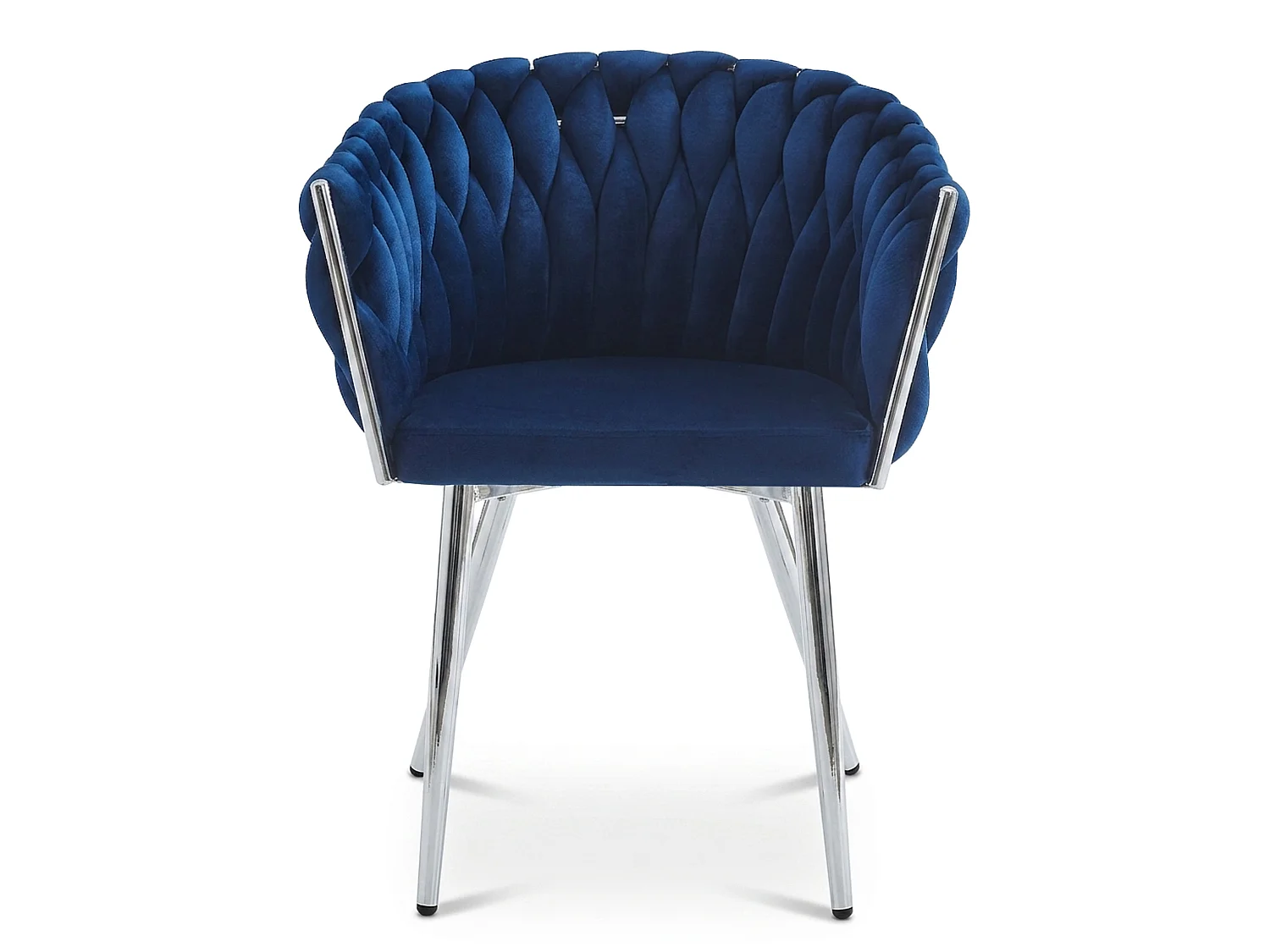 Chaise de salle à manger ORION en velours bleu marine, pieds chromés 61x55x79 cm