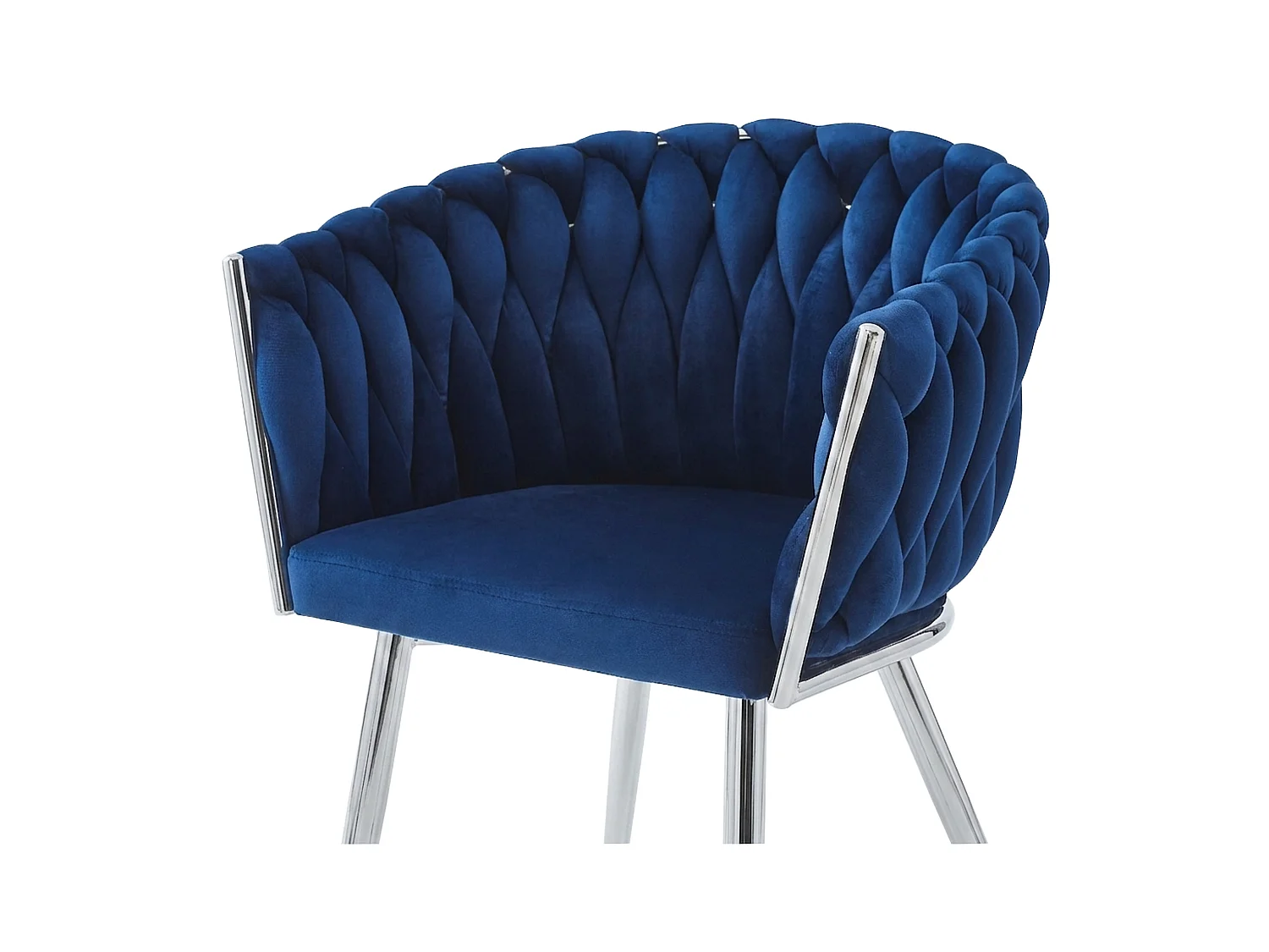 Chaise de salle à manger ORION en velours bleu marine, pieds chromés 61x55x79 cm