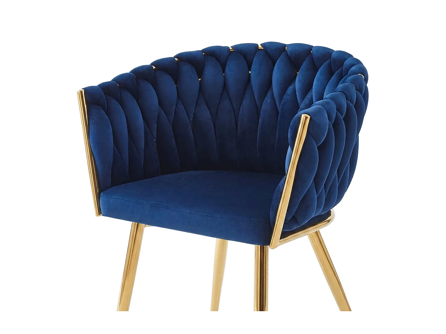 Chaise de salle à manger ORION en velours bleu marine, pieds dorés 79x61x55 cm