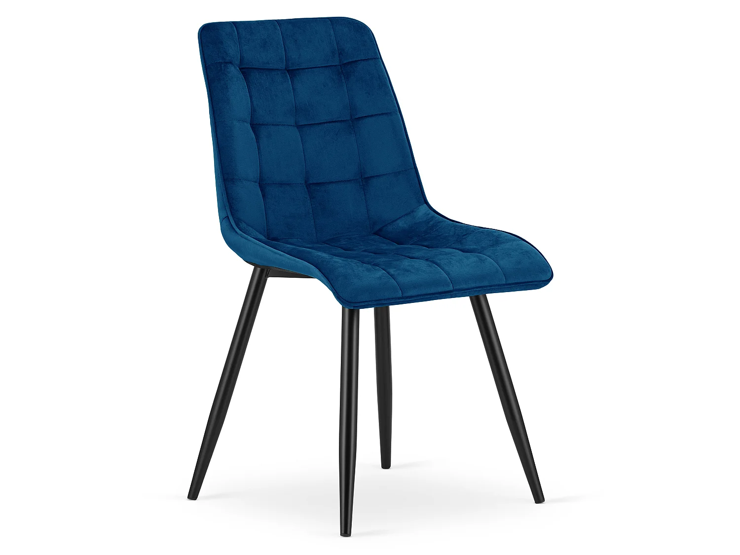 Chaise de salle à manger et cuisine SPLIT en velours bleu marine pieds noirs 4x