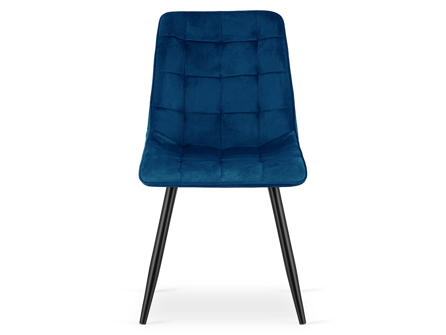 Chaise de salle à manger et cuisine SPLIT en velours bleu marine pieds noirs 4x