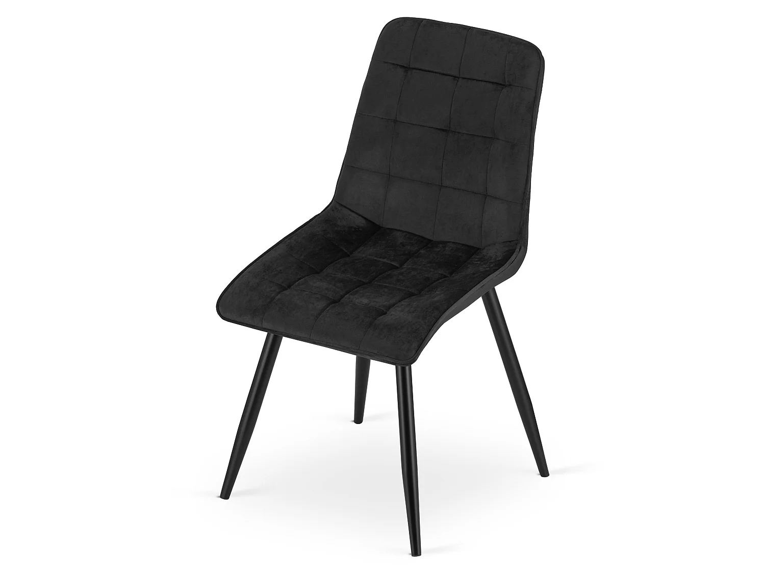 Chaise de salle à manger et cuisine SPLIT en velours noir, pieds noirs 49x60x88 cm