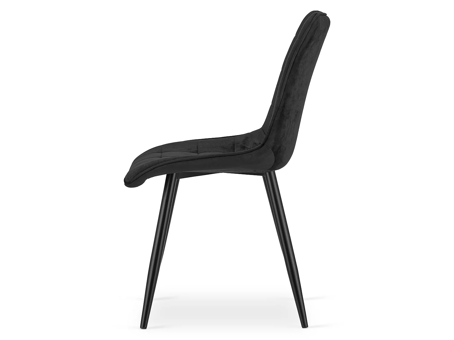 Chaise de salle à manger et cuisine SPLIT en velours noir, pieds noirs 49x60x88 cm