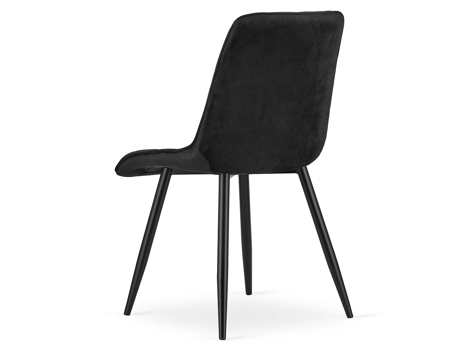 Chaise de salle à manger et cuisine SPLIT en velours noir, pieds noirs 49x60x88 cm