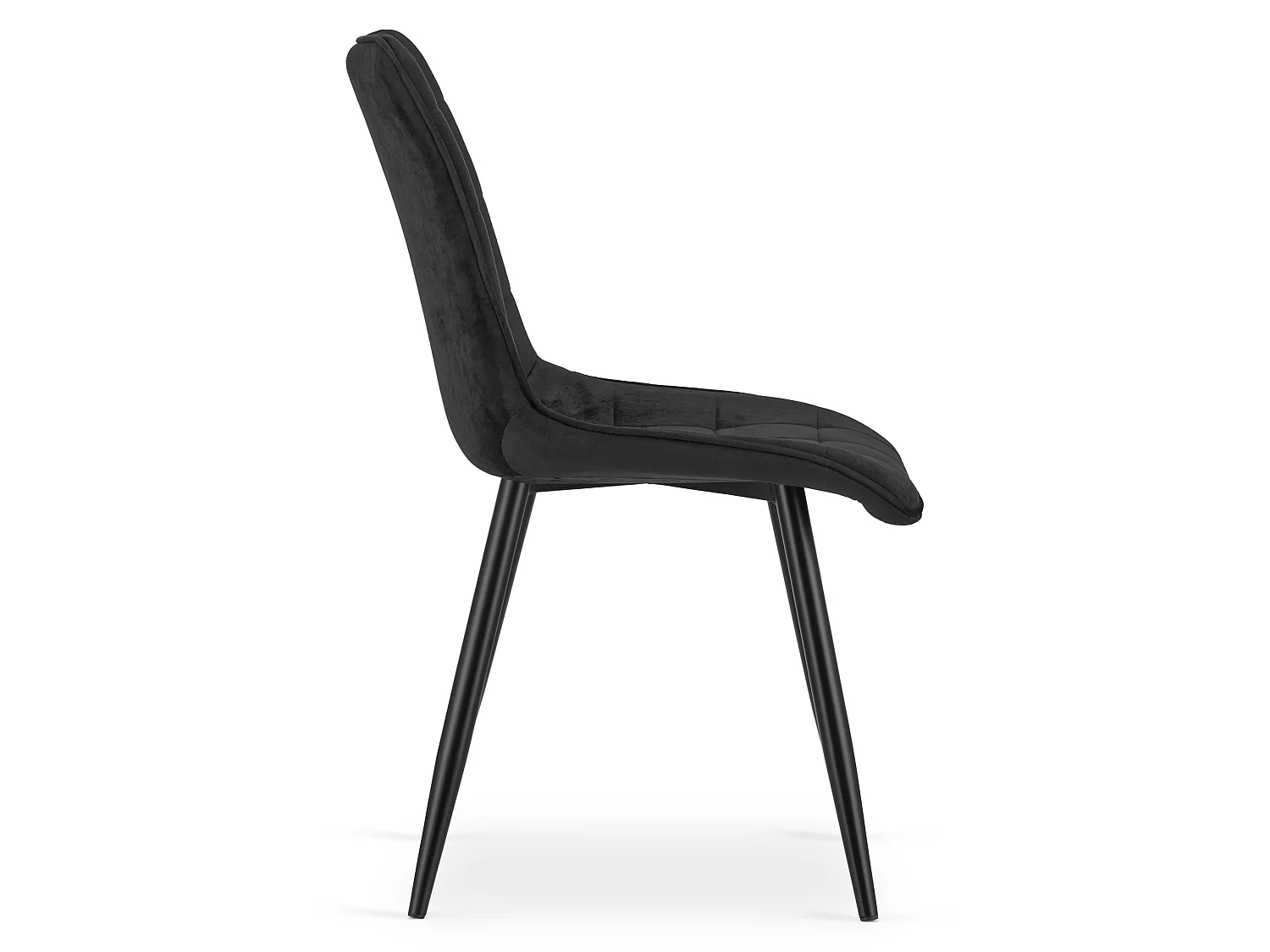 Chaise de salle à manger et cuisine SPLIT en velours noir, pieds noirs 49x60x88 cm