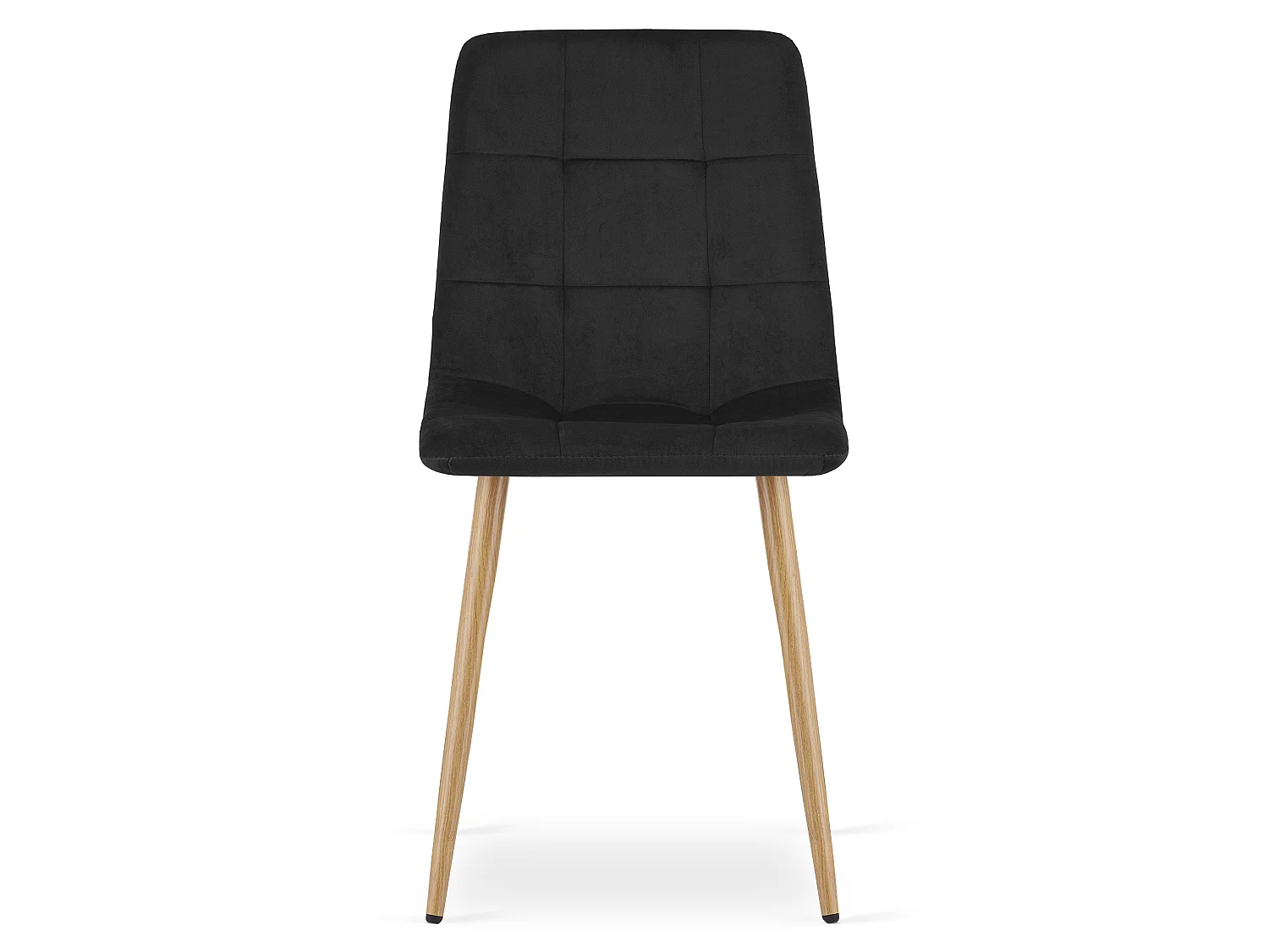 Chaise de salle à manger et cuisine KARA en velours noir pieds effet bois 87x44,5x50,5 cm