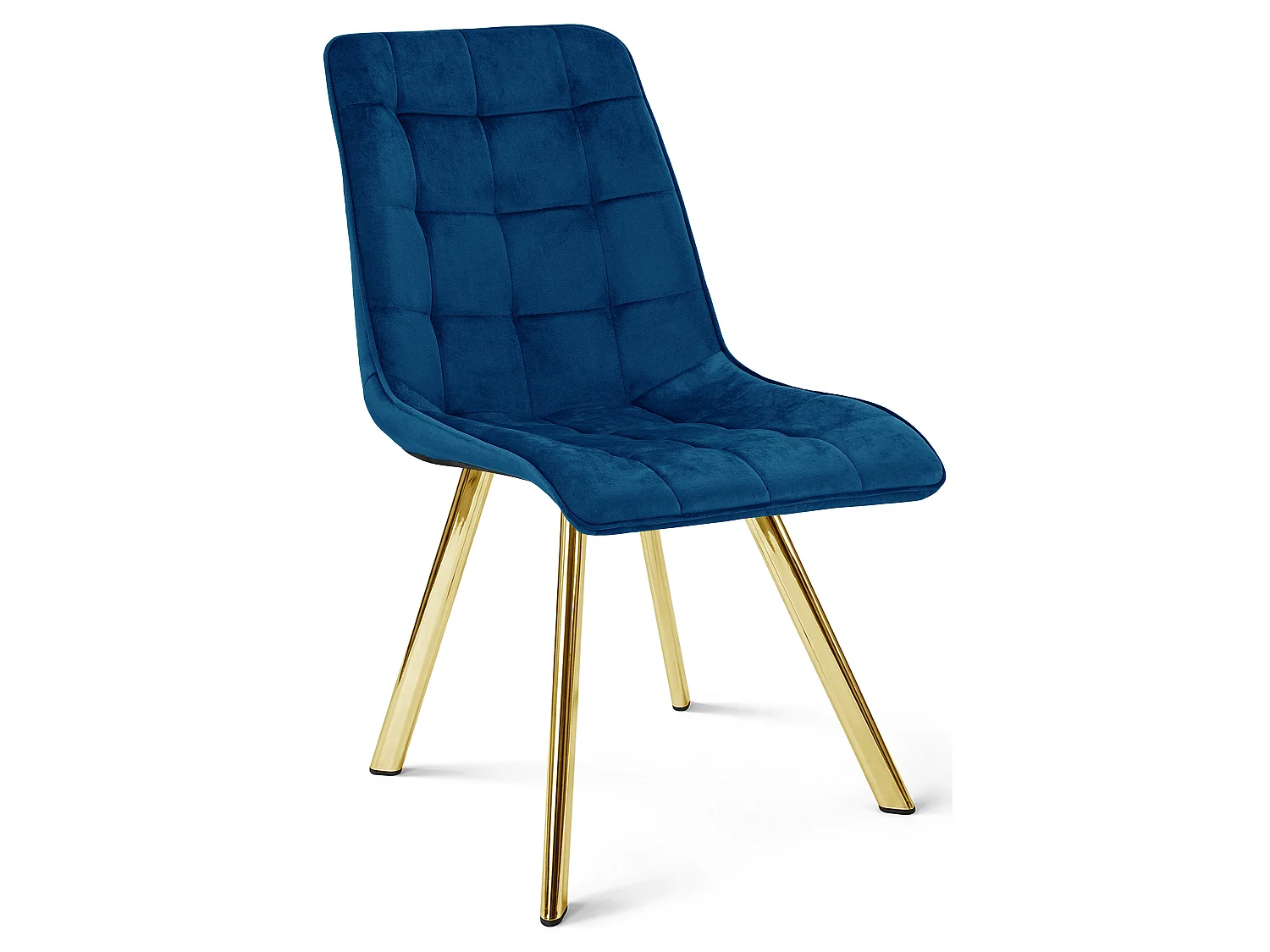 Chaise de salle à manger CIEZA en velours bleu marine, pieds dorés, lot de 4