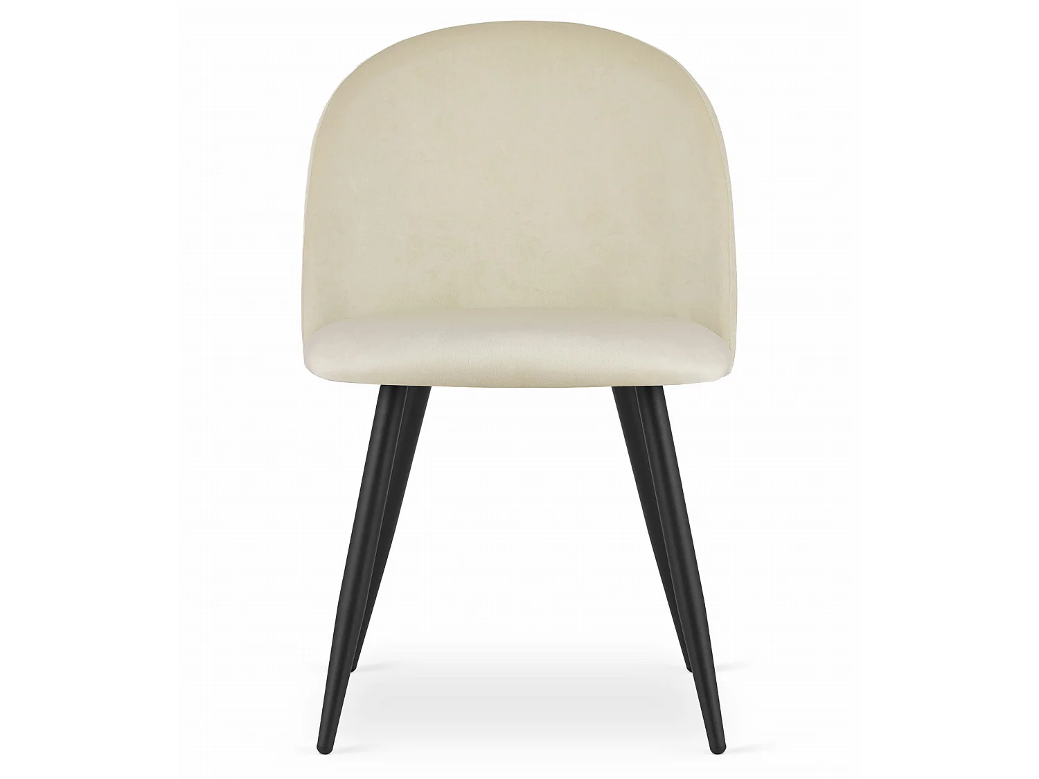 Eetkamerstoel BELLO - fluweel beige - zwarte metalen poten 76,5 cm