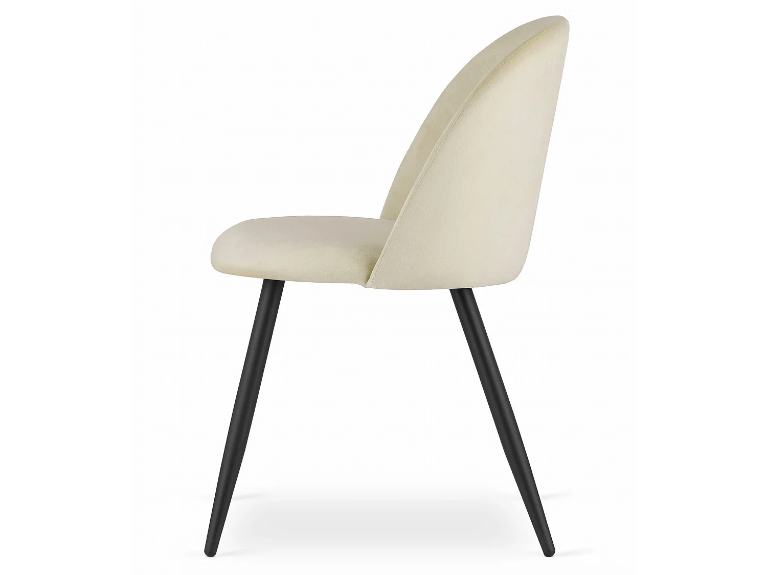 Eetkamerstoel BELLO - fluweel beige - zwarte metalen poten 76,5 cm