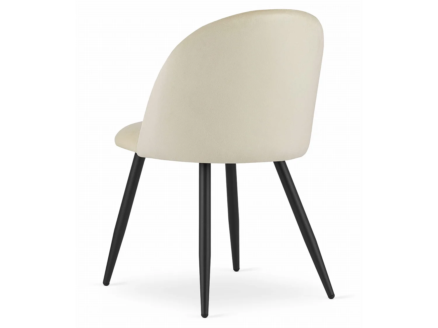 Eetkamerstoel BELLO - fluweel beige - zwarte metalen poten 76,5 cm