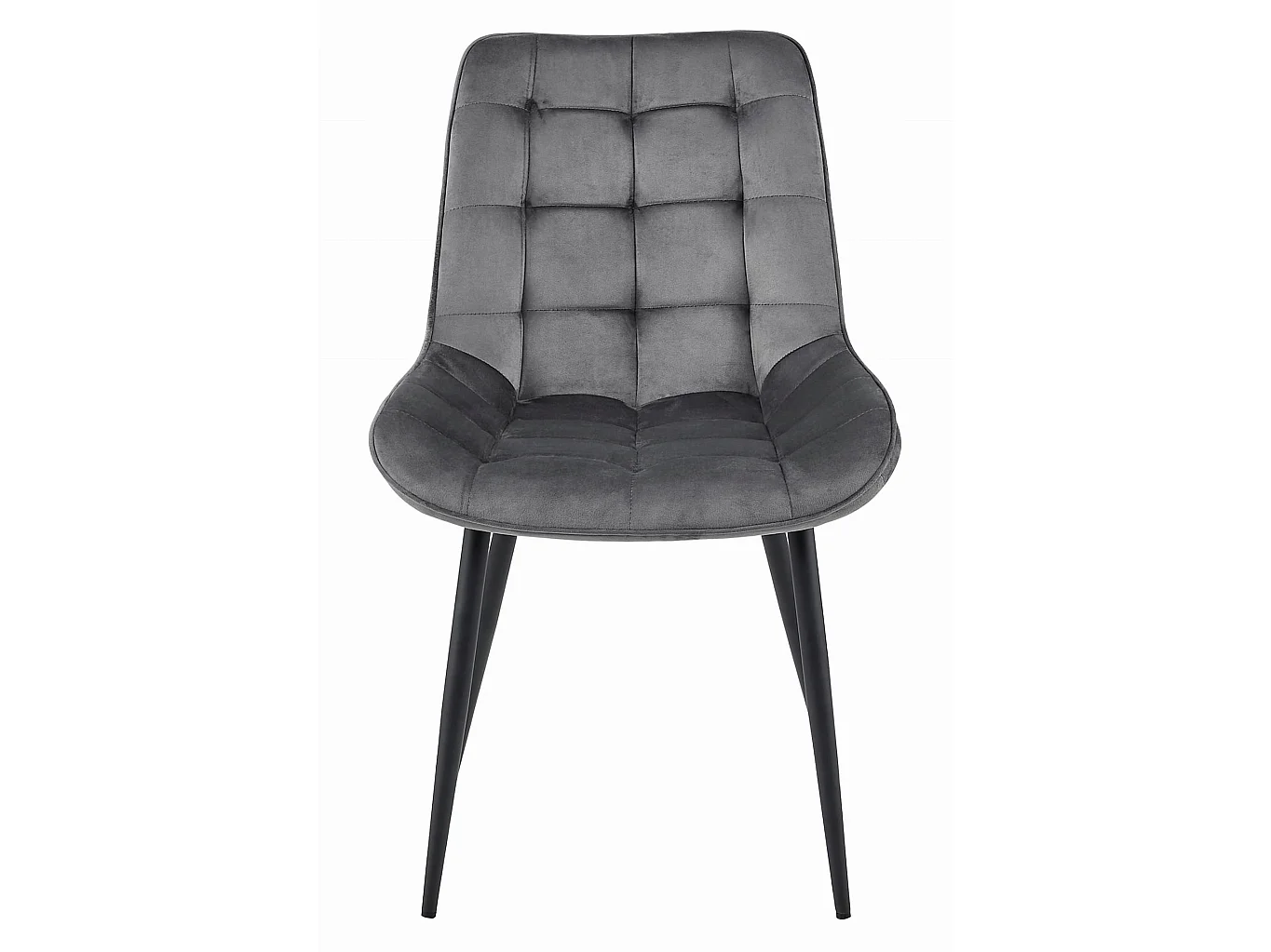Chaise de salle à manger design velours gris foncé pieds noirs 4x 54x60x88 cm