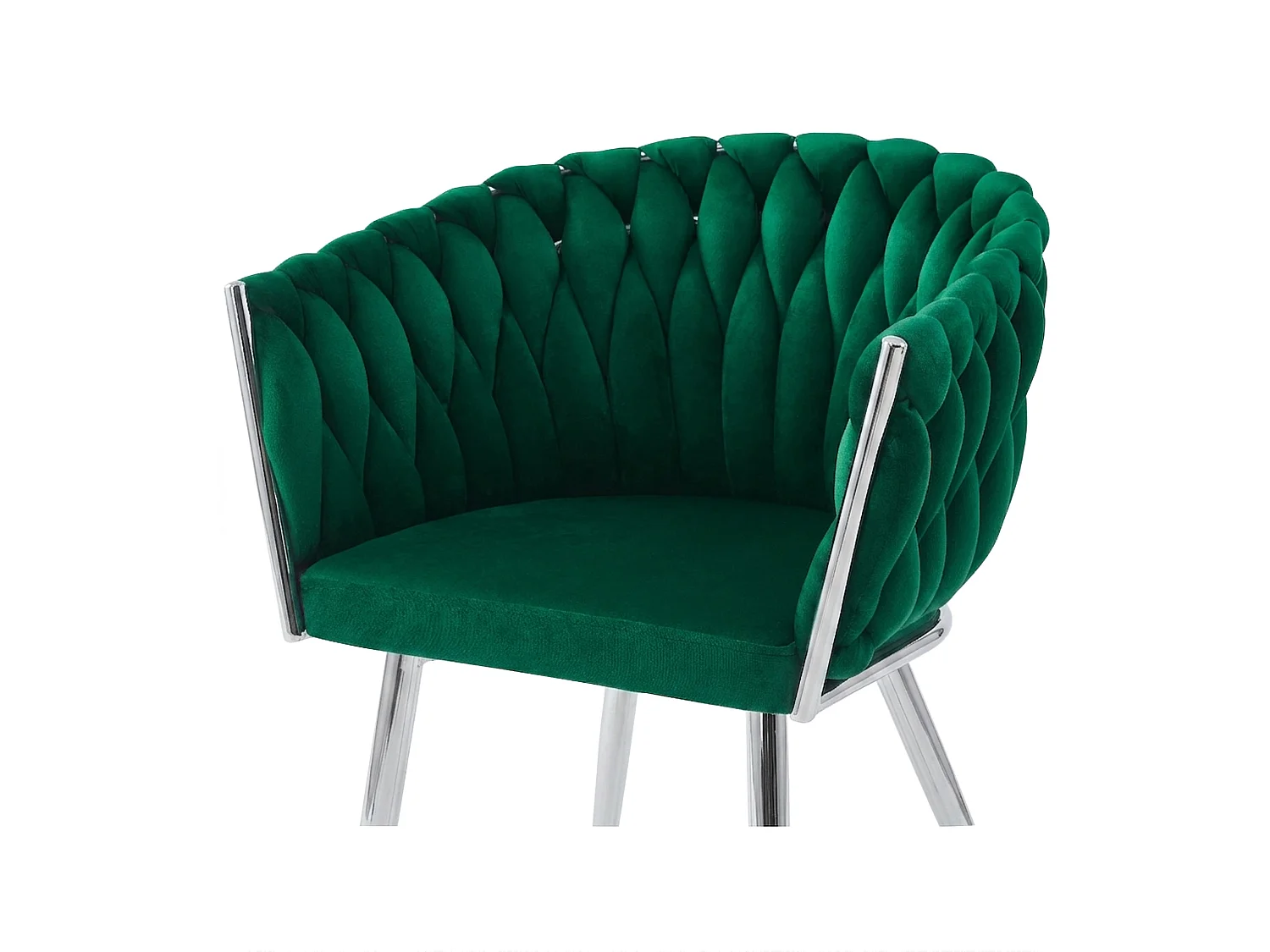 Chaise de salle à manger et cuisine ORION en velours vert, pieds chromés 79x61x55 cm