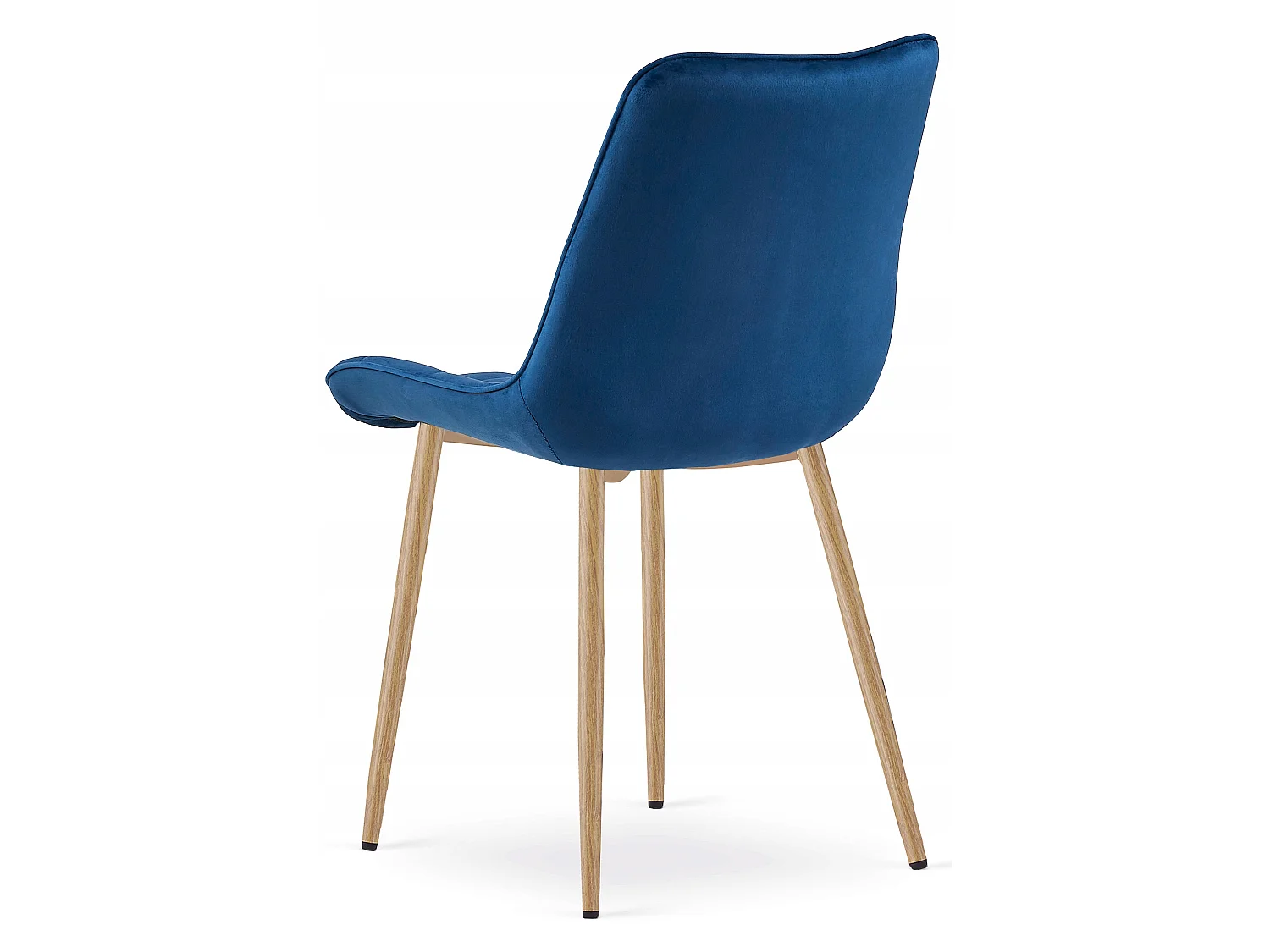 Chaise de salle à manger et cuisine BERA en velours bleu marine, pieds chêne