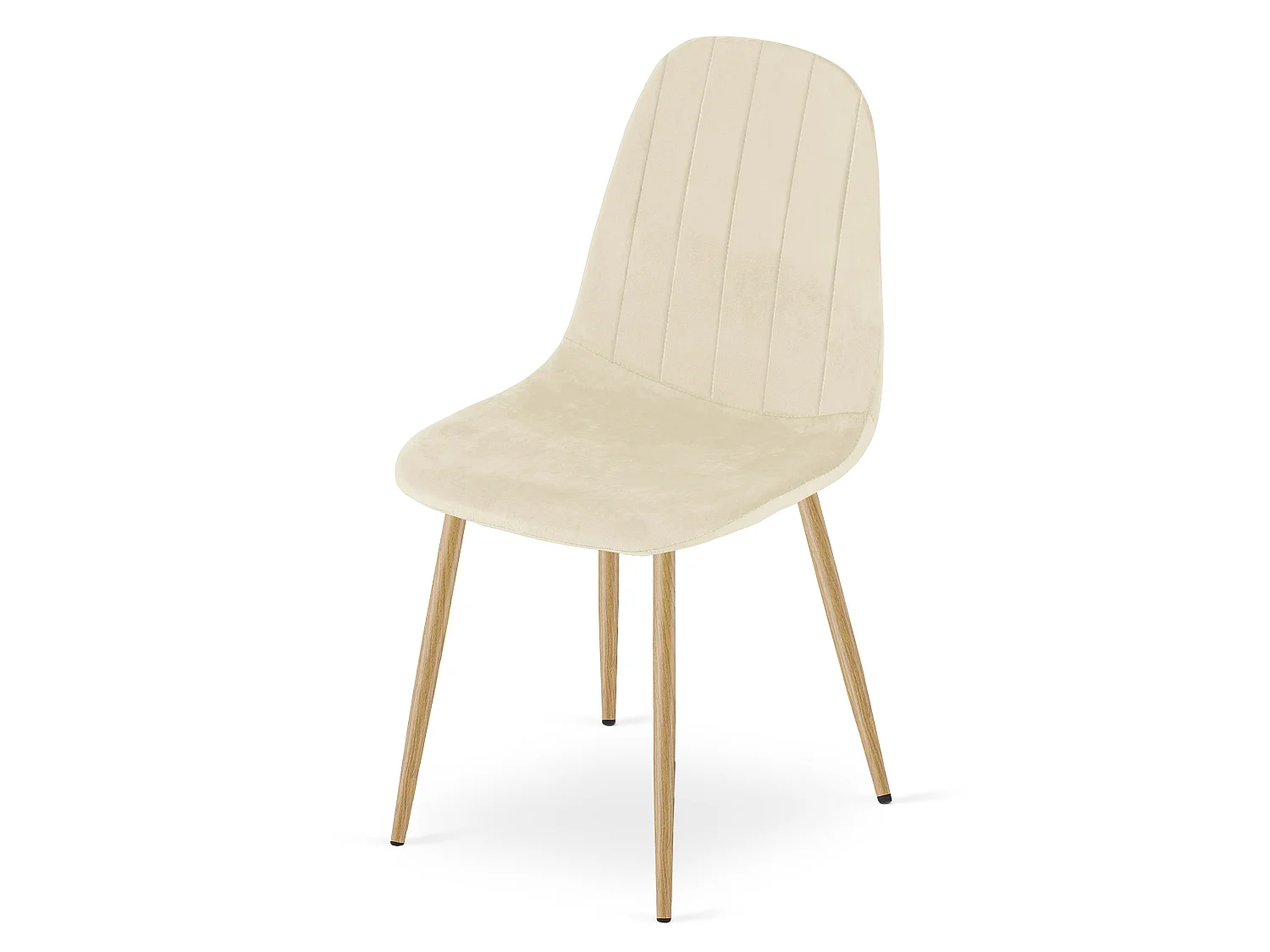 Eetkamerstoel PADVA elegant fluweel beige licht eiken poten 87x44,5x53 cm